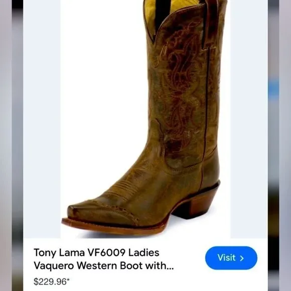 Tony Lama VS6009 vaquero western boots size 8